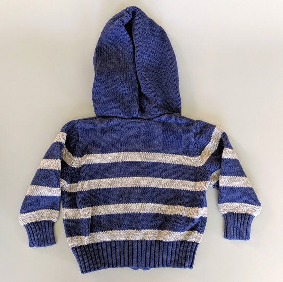 Old Navy Gray and Navy Striped Hooded Sweater - Picture 3 of 3